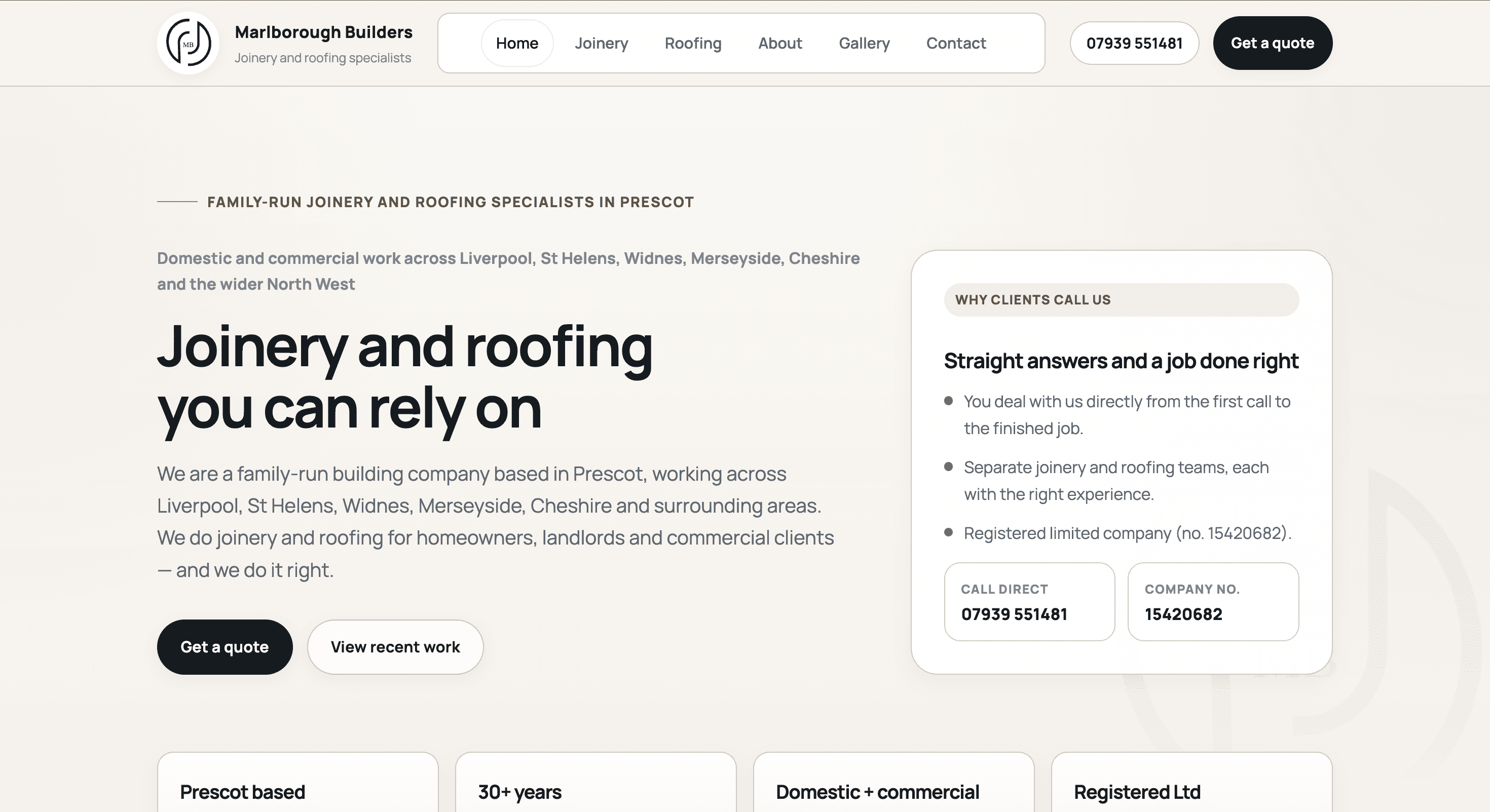 Marlborough Builders website screenshot
